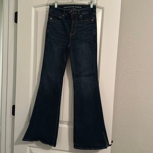 American eagle super high-rise flare, stretch jeans
